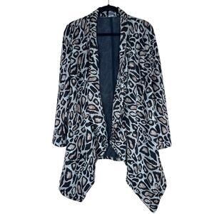 Alberto Makali Animal Print Asymmetric Open Front Jacket Cardigan Small